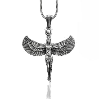 Silver Isis Pendant, Silver Egyptian Winged Goddess Pendant, Egyptian Pendant, Goddess Pendant, Isis Goddest Pendant, Egyptian Pendant
