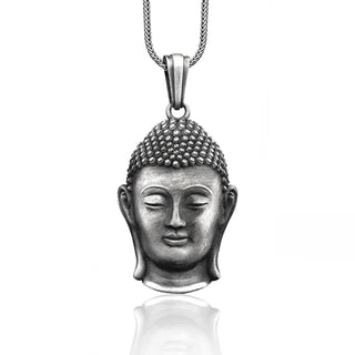 Gautama buddha pendant necklace in 925 silver, Unique healing necklace for buddhist, Spiritual necklace for best friend