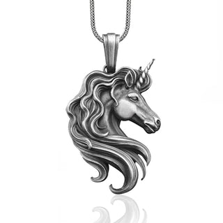 Unicorn Necklace For Men in Silver, Unicorn Silber Men Jewelry, Unicorn Sterling Silver Pendant, Men's Gift, Mythology Gift, Dad Gift