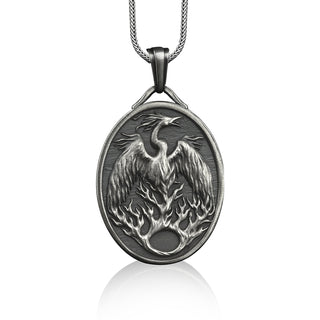 Phoenix Silver Pendant, Phoenix Bird Necklace, Fiery Phoenix Silver Necklace, Fiery Phoenix Pendant, Phoenix Pendant, Phoenix Necklace
