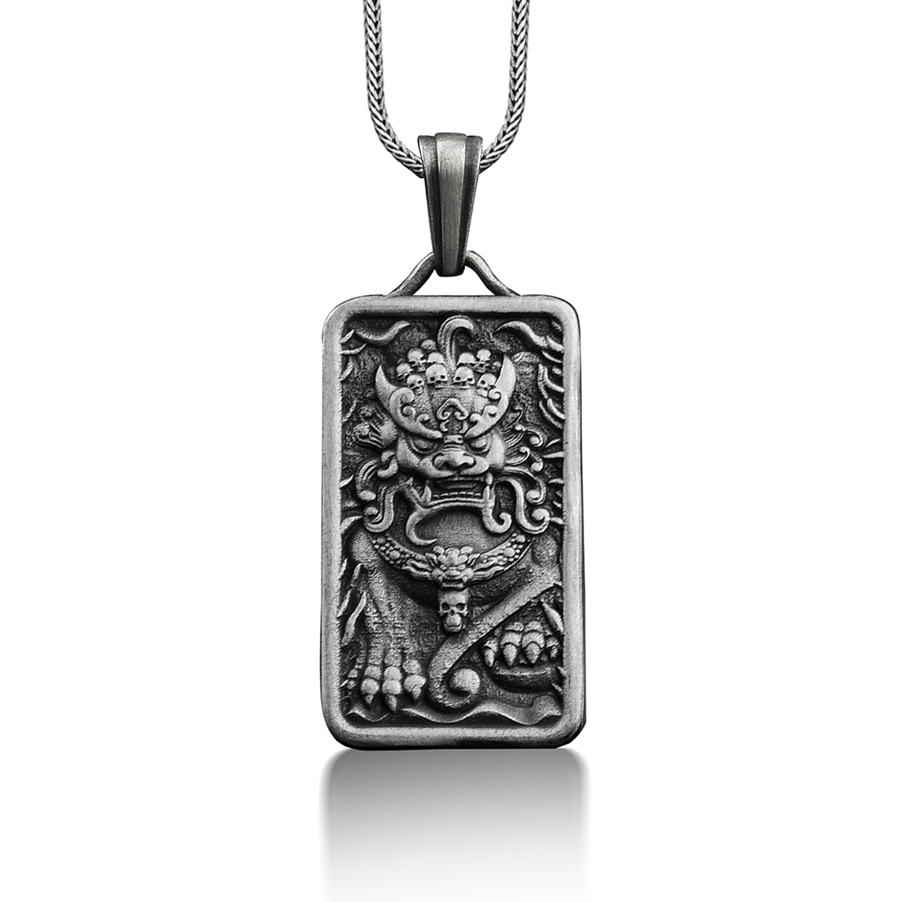 Foo Dog 925 Sterling Silver Necklace Chinese Guardian Lion Personaliz By Silver Stone