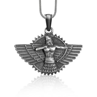 Sumerian Warrior Men Necklace in Sterling Silver, Mesopotamia Necklace, Ancient Warrior Necklace, Historical Jewelry for Men, Sumerian Charm