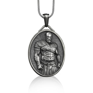 Ancient greek warrior pendant necklace in silver, Personalized gamer necklace for boy friend, Greek mythology necklace