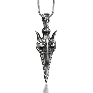 Gungnir Norse Mythology Necklace For Men, Spear Of Odin Unusual Necklace in Silver, Nordic Necklace For Boyfriend, Male Scandinavian Pendant