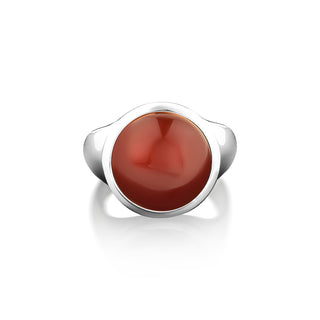 Minimalist promise ring with red agate in 925 sterling silver, Statement ring with agate for men, Unique mens fashion ring for everyday use