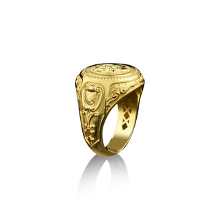 Alexander the great mens signet ring in 14k or 18k gold, Macedonian ring for boyfriend, Ancient greek ring for husband