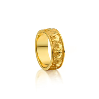 The Elephant deity Ganesha Solid Gold Mens Ring, 14K Yellow Gold Elephant Ring, Handmade 18K Solid Gold Good Luck Wisdom Mens Ring