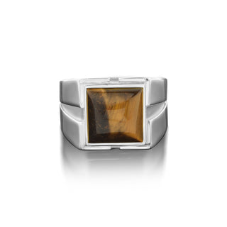 925 sterling silver tigers eye handmade men ring with wide band, Statement men ring with large tigers eye, Big tigers eye ring for dad mom